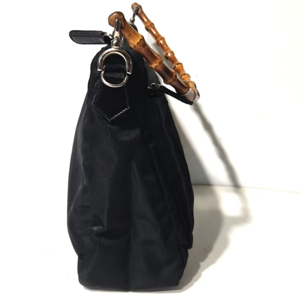 GUCCI Authentic Bamboo Black Classic Nylon Shoulder Bag 000 2058 0509 EUC!! - Picture 10 of 16